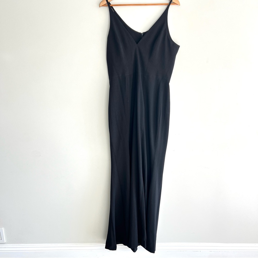 DRESS THE POPULATION Iris Black Side Slit Crepe Classic Maxi Gown Dress Sz XL - Picture 4 of 15